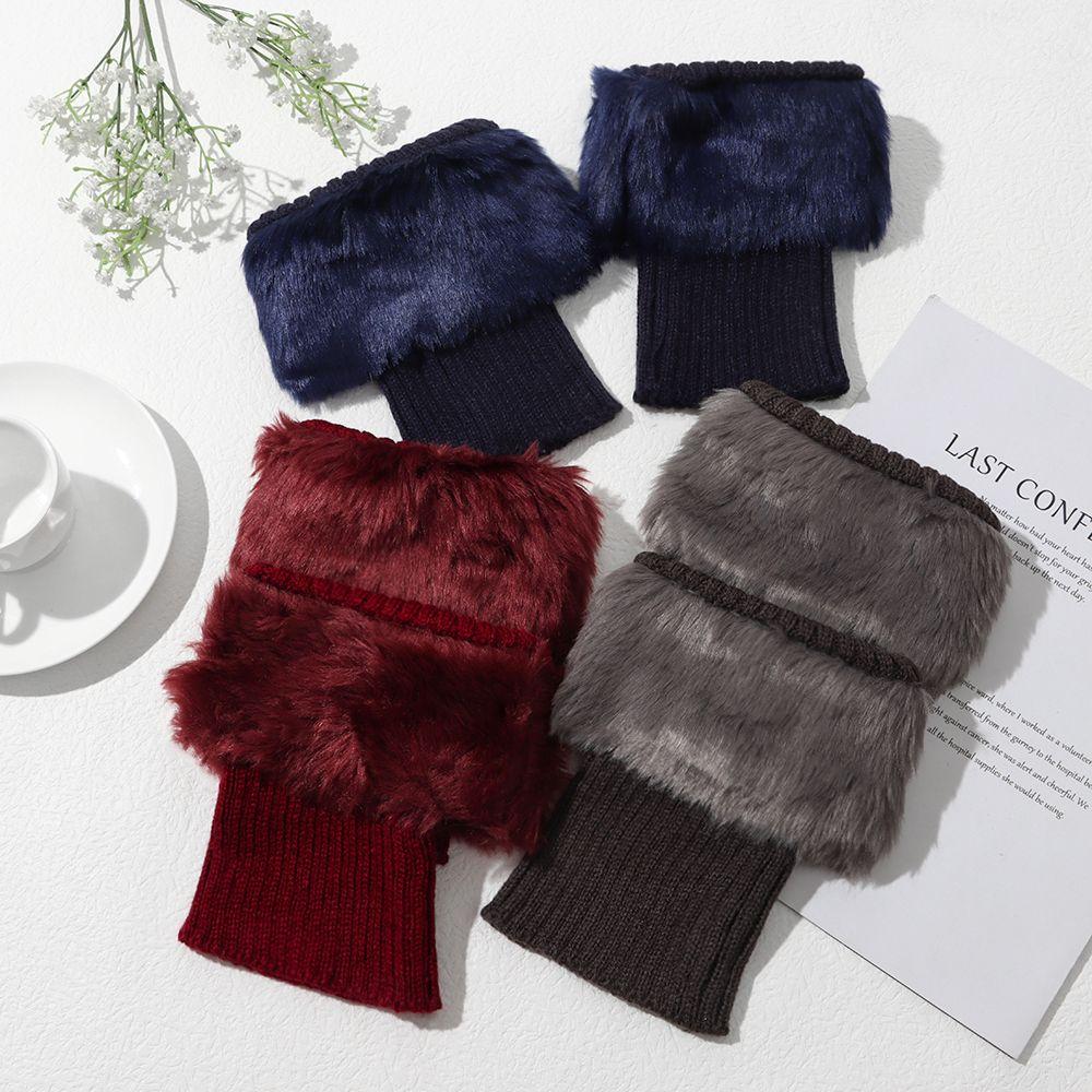 Однотонные зимние женские вязаные гетры, теплые носки для ботинок, гетры