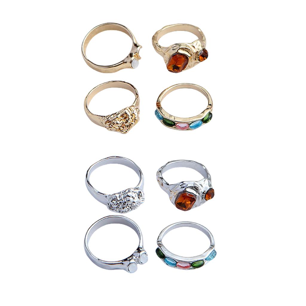 4pcs Colorful Resin Finger Rings Jewelry Set Versatile Resin Rings Set Finger Accessory For Enhancing Any Outfit