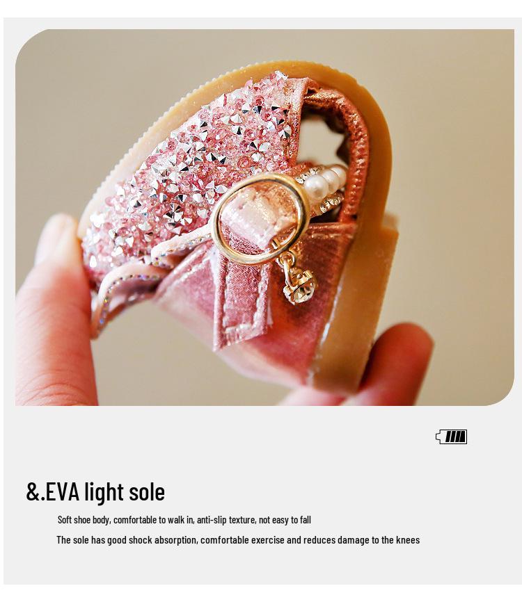 Весна/Лето 2025 Корейские сандалии-принцессы с бантом для девочек – Танцевальная обувь с пайетками