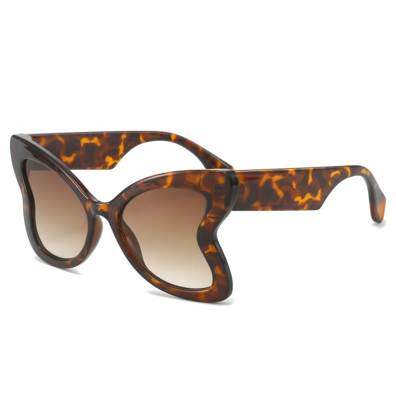 Leopard-print sunglasses, women's fashion eyewear with a butterfly design