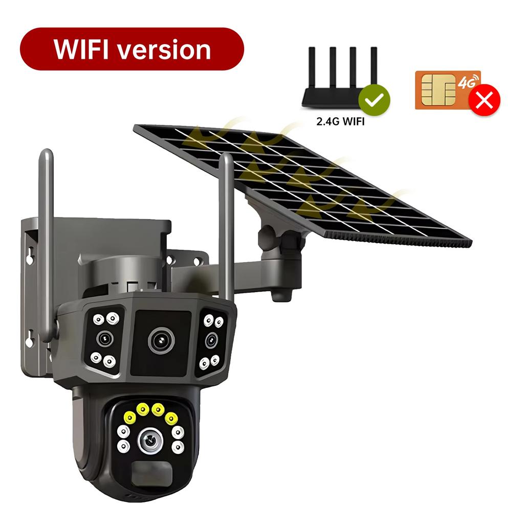 LS VISION 4K Dual Lens 4G SIM Solar Camera 8MP HD PTZ Auto Tracking Outdoor Security Surveillance Wireless WIFI Solar CCTV IP Cameras V380