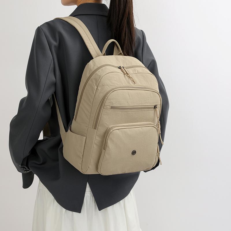 Однотонный рюкзак женский многослойный карман водоотталкивающий нейлоновый рюкзак