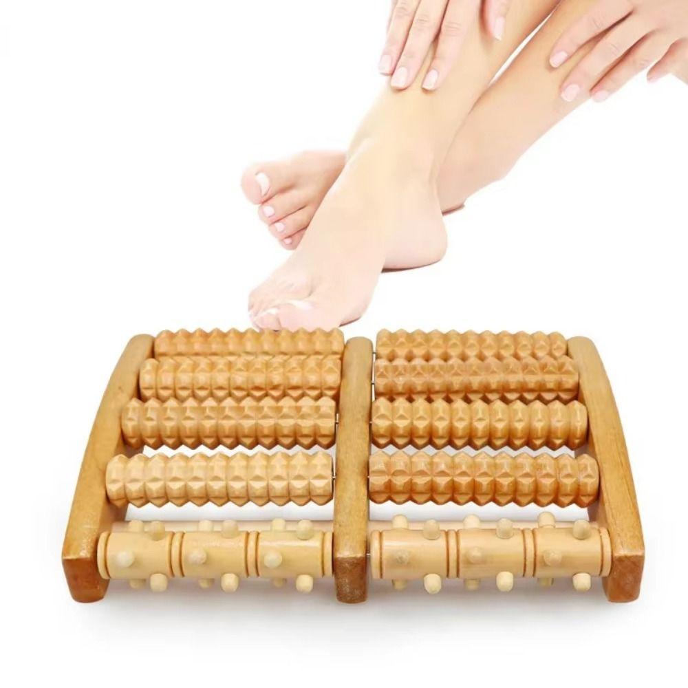 Colorful Wooden Foot Massager 5/6 Row Foot Shiatsu Roller Foot Massage Roller Household