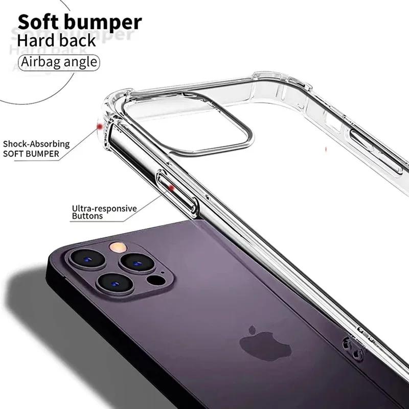 Hard Acrylic Clear Air-Bag Shockproof Bumper Transparant Case For For Iphone 17 16 15 Plus 11 12 13 14 Pro Max Silicone Back Cover