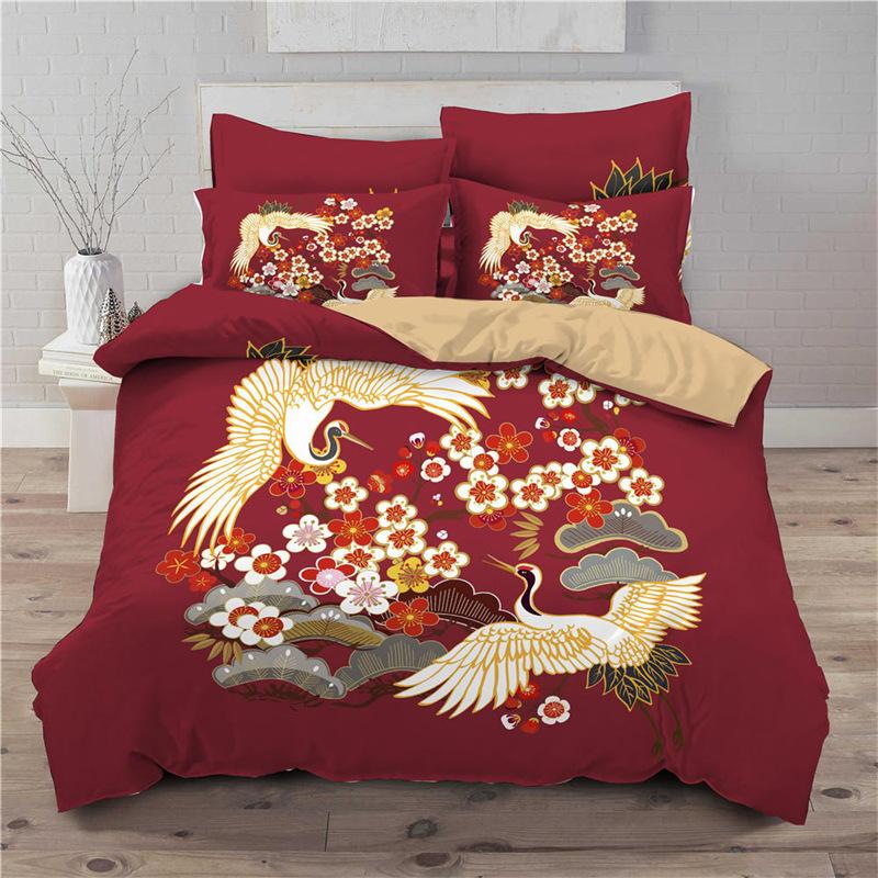 Lucky Cat Bedding Collection For Kids Girls Boys 3D Print Floral Duvet Cover Collection Microfiber Chinese Traditional Style Comforter Cover