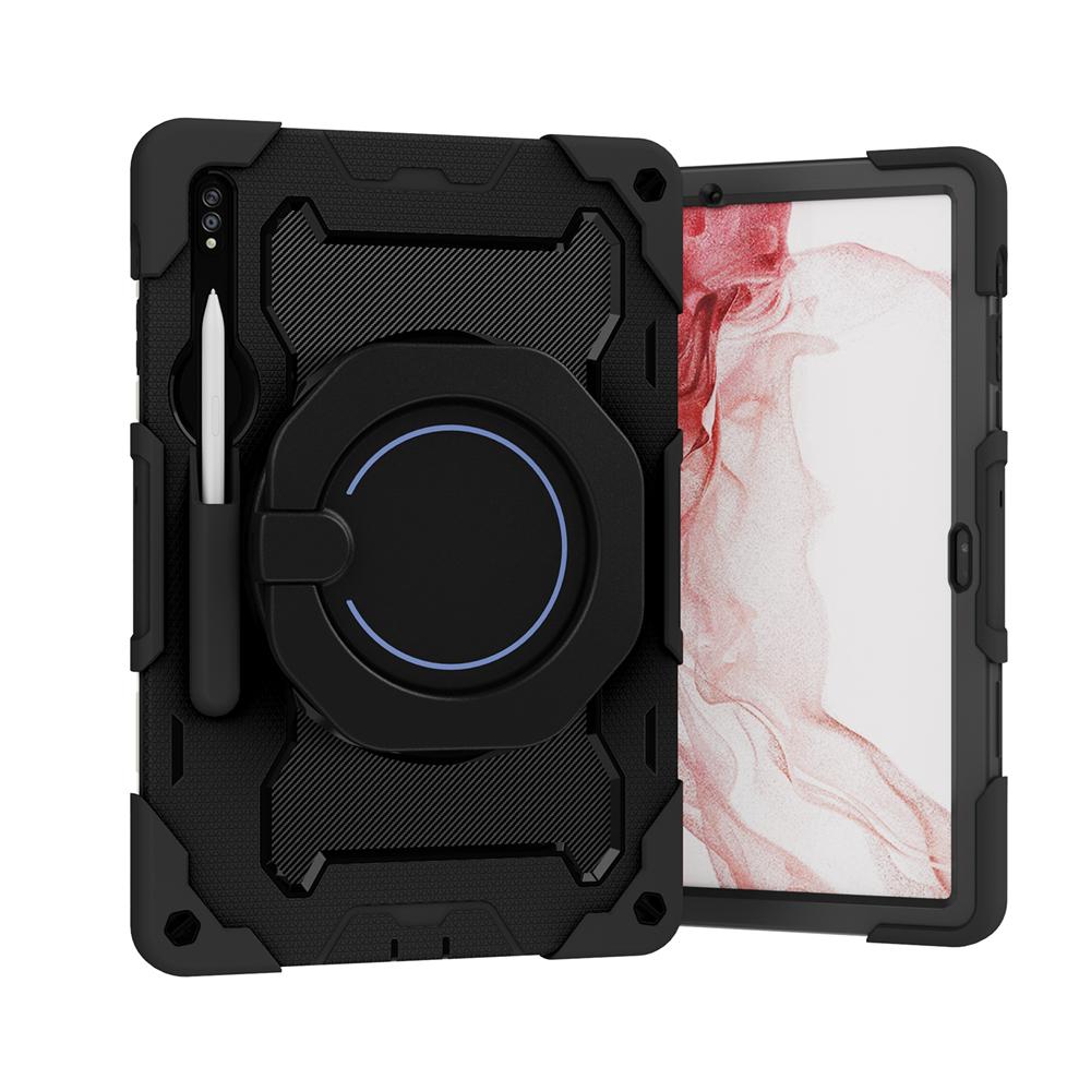 For Samsung Tab S9 Plus FE S8 S7 S6 Lite Case Kids Shockproof Shell for Galaxy A7 A8 A9 Plus 360 Rotating Stand Tablet Cover