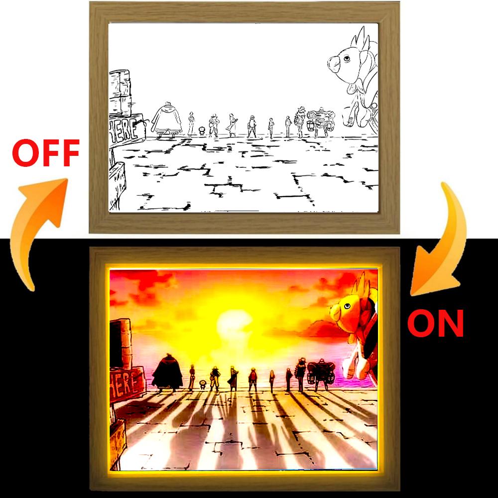 Аниме Фигурка One Piece Фото Рамка Световая Кисть Фигурки Действия Зоро Луффи Светодиодный Ночник Декор Комнаты Рождественские Подарки Лунная Лампа