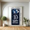 10th Birthday Door Cover Decoration 71 x 35 Inch Blue and Silver Balloon Banner for Tenth Birthday Party Supplies Happy 10 Years Old Photo Booth