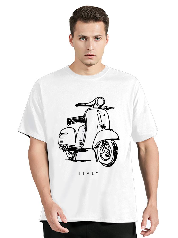 Vintage Unisex Short Sleeve Scooter Italy Minimalist Art Print T-Shirt Unisex Clothing Casual Tops Fitness T Shirt Oversized Tshirt
