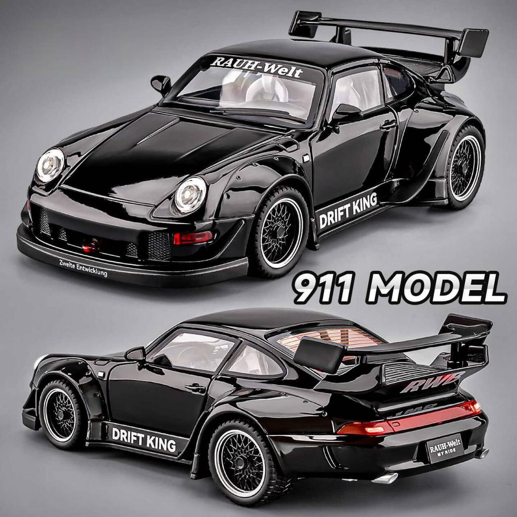 2026 Porsche 911 993 Модифицированный Суперкар Звуки Свет Оттянуть Назад Машина Симуляция Литье под Давлением Игрушечный Транспорт Средство Сплав Коллекционная Модель Суперкар Игрушка
