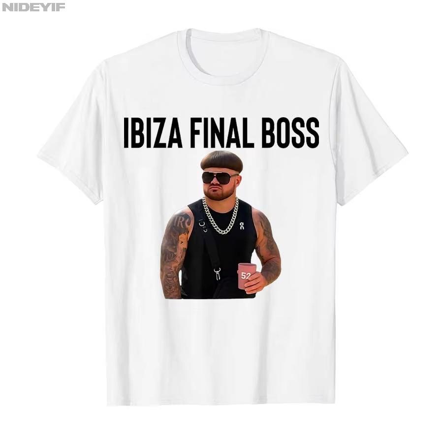 2026 Summer Funny Viral Bower Haircut Ibiza Final Boss Meme Club Summer Tshirt For Unisex Unisex T Shirts Short Sleeve Tops