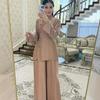 2026 Womens Chinese Style Solid 2-Piece Set Long Sleeve Top Wide Leg Pants Casual Outfit