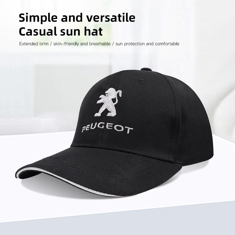 2026 Hot Car Sticker Fashion Car Baseball Cap Visor Sun Hat Unisex Adjustable Cotton For Peugeot 106 107 206 307 308 207 3008 20