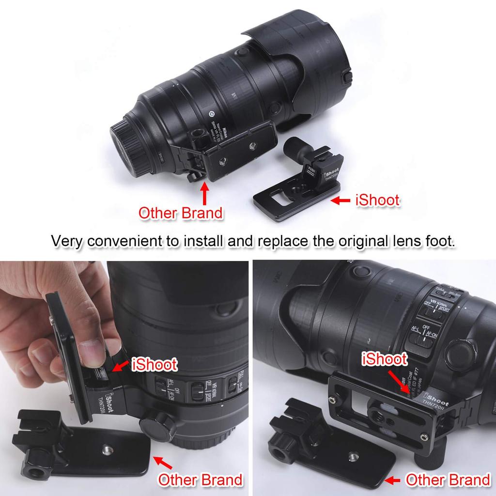Tripod Mount ARCA Type Lens iShoot Tripod Mount Ring Compatible with Nikon NIKKOR FL ED VR and 500mm PF ED VR Telephoto Zoom with Bottom Quick Release