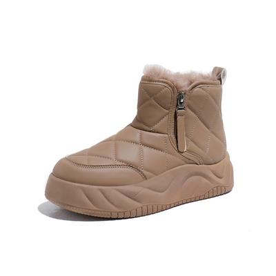 Новые ботильоны на платформе женские толстые плюшевые зимние ботинки женские бежевые ботильоны зимние лаконичные зимние толстые простые ботинки из искусственной кожи