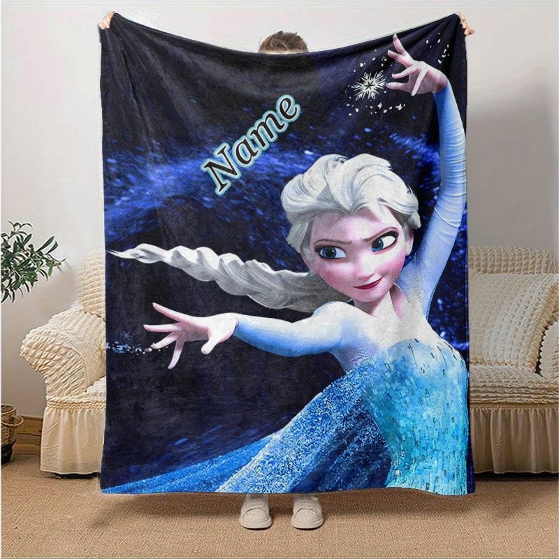 Custom 1pc Elsa's Magical Ice World Blanket, Soft And Comfortable Blanket, Casual Warm, Camping Travel Blanket, Birthday Gift Q91075