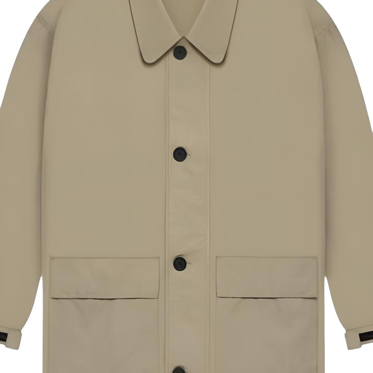 Fear of God Essentials Мужская ветровка средней длины SS22 с однотонными пуговицами и лацканами Мужские куртки Дуб-Коричневый FOG-SS22-386