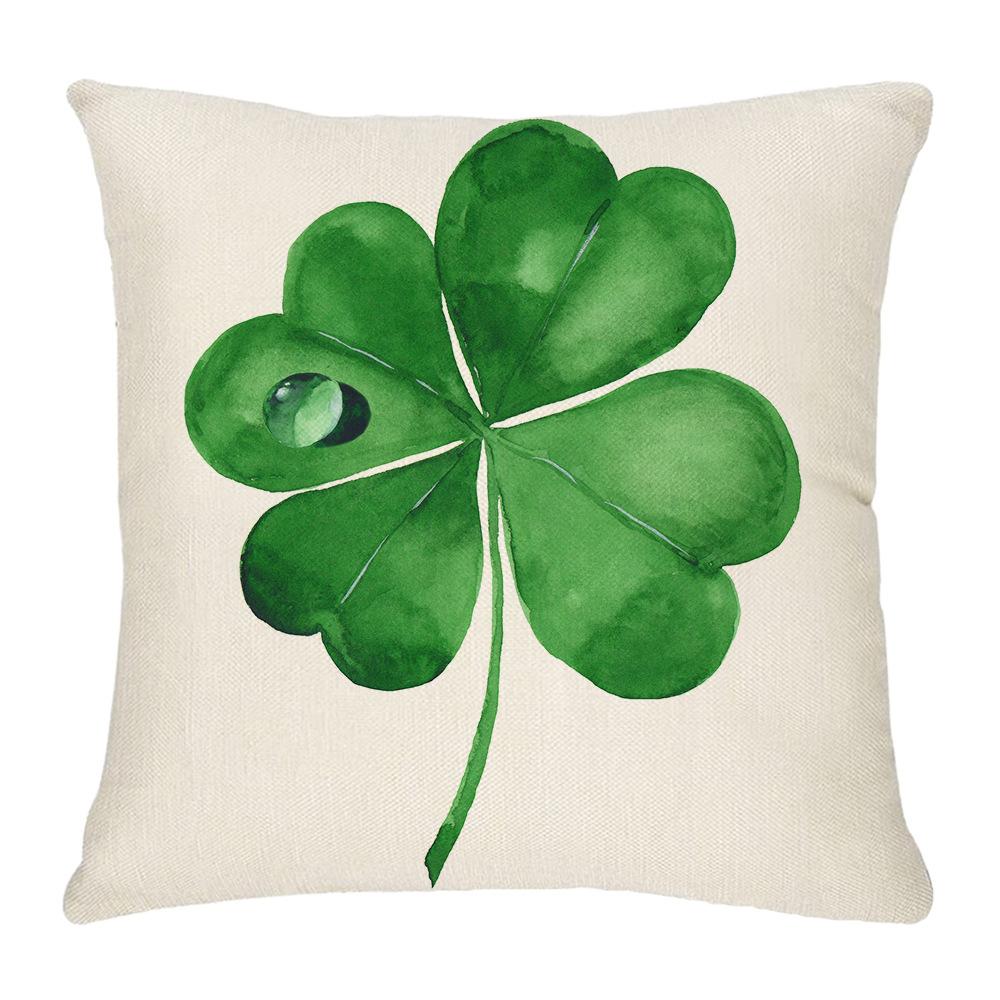 Four-leaf Clover Pillow New Sofa Cushion Cover National Day Green Pillow St. Patrick's Day Pillow Cover