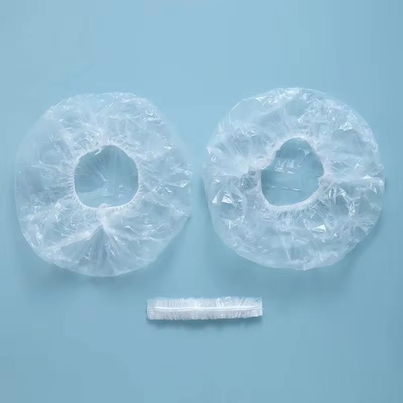 Women's Disposable Shower Cap, Plastic Waterproof Head Cover, Pink Spa Salon, Hotel Hair Dye, Elastic Hair Cap, 100 Pieces/set