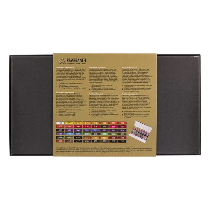 Set d'aquarelle - REMBRANDT - 48 demi-godets - Coffret métallique - Pinceau escamotable - 2020