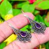 Amethyst Gemstone Handmade 925 Sterling Silver Jewelry Earring 1.97" h2K63