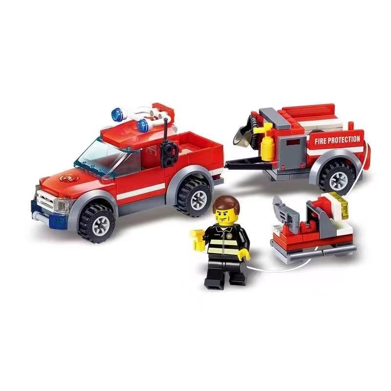 143 шт., городская серия, строительные блоки, городской пожарно-спасательный прицеп, строительные блоки, сборка, детские игрушки