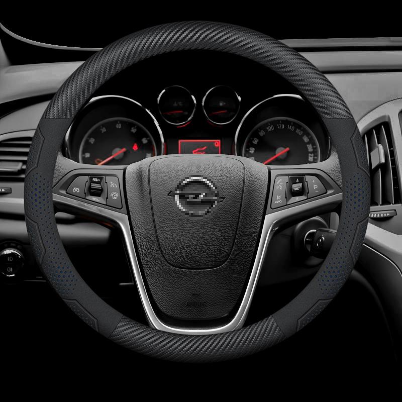 AAAEF1 Opel OPCline ASTRA CORSA INSIGNIA MOKKA VECTRA GTC Tigra Carbon fiber Suede Leather Car Steering Wheel Cover Auto Accessories