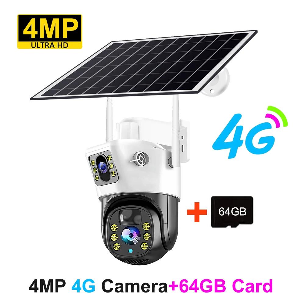 New 4MP/8MP HD WiFi 4G Camera Outdoor Wireless PTZ Solar IP Camera Built-in Battery Video Surveillance Camera V380 Pro Waterproof Cam
