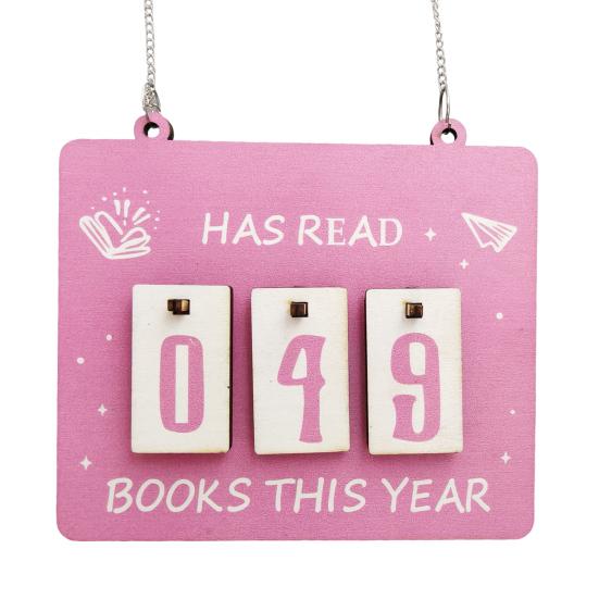 Hanging Book Read Tracker Handmade Wooden Book Counter Has Read Book This Year Bookshelf Hanging Sign Book Lovers Gift