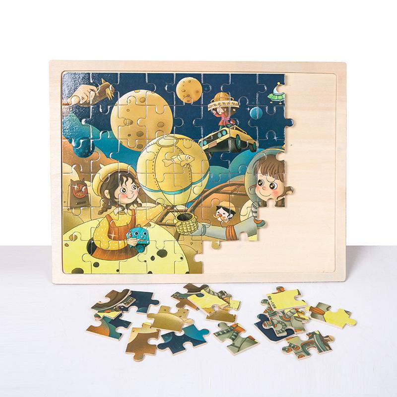 60-Piece Children's Educational Puzzle Set Featuring Jungle Adventure, Fire Rescue, and Various Cartoon Characters.