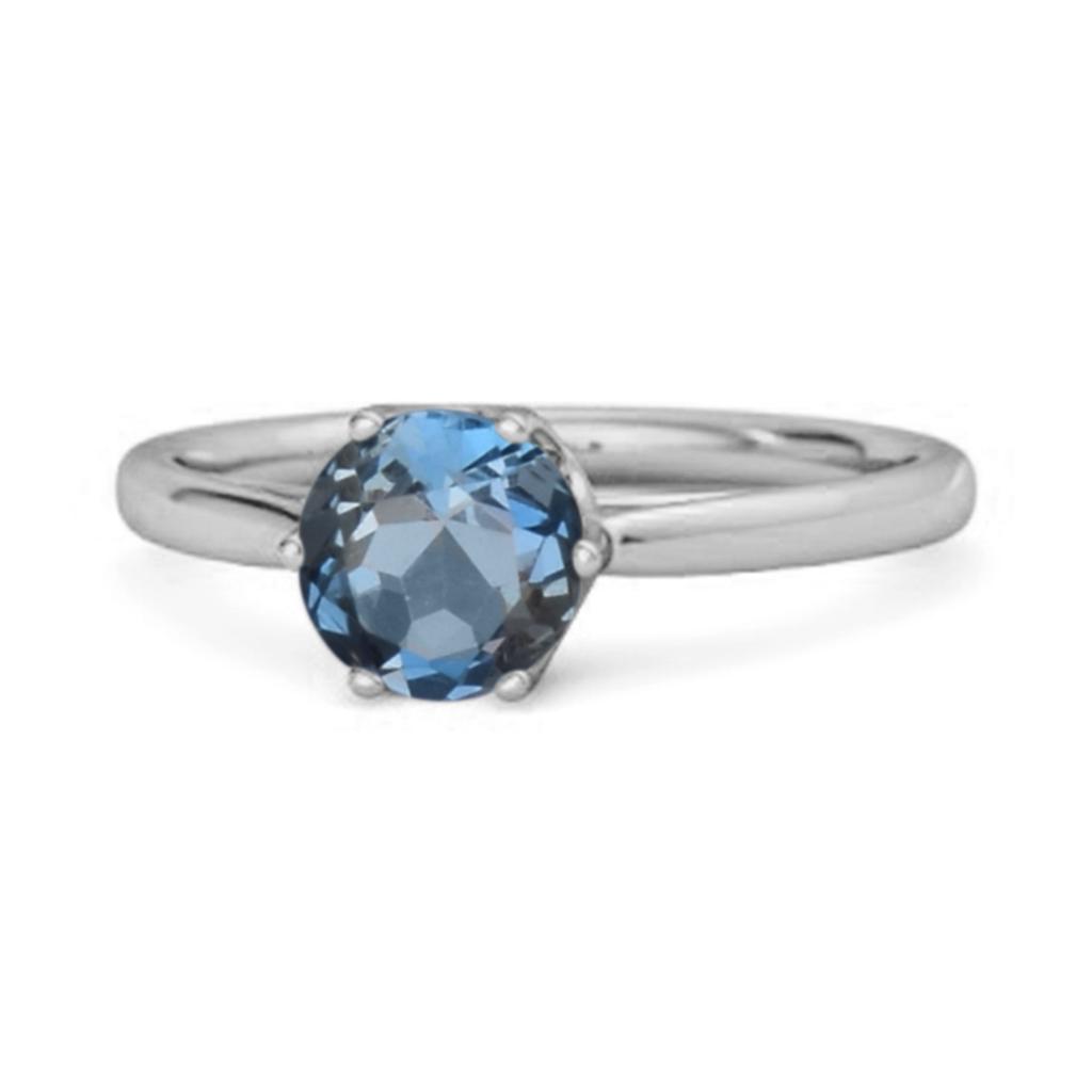 London Blue Topaz Classic Solitaire Ring - 925 Sterling Silver