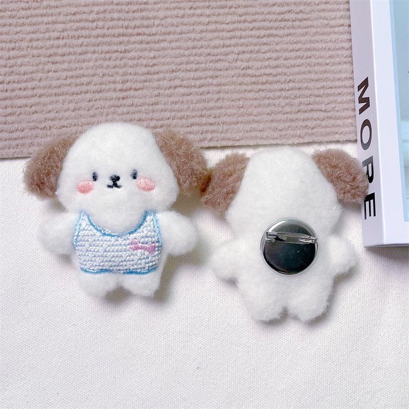 Брелок-подвеска в виде плюшевого мультяшного щенка с пищащим звуком, костью, креативной брошью и аксессуарами для волос