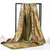 Floral Print Satin Scarf Hijab Soft Head Scarf Elegant Square Silk Scarf  Women