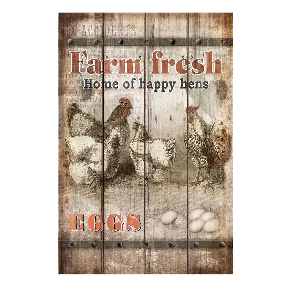 Винтажная металлическая табличка с изображением курицы, жестяной знак, петух, курица, ретро-плакетка, пластина, декор для стены фермерского дома, ретро-металлическая плакетка
