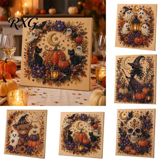 Quirky Halloween Art Projects Ghost Faux Pearl DIY Kit, Spooky 3D Bead Festive Kit Painting Crafts, Gothic Wall for Adults Beginners Creative