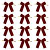 12x Velvet Bows for Christmas Tree Staircase Holiday Wedding, Farmhouse Xmas Topper Ornament, Xmas Decor, Party Craft Wreath Bow