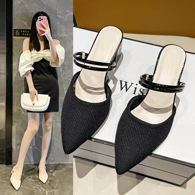 Женские тапочки, босоножки на толстом каблуке Fly Weave