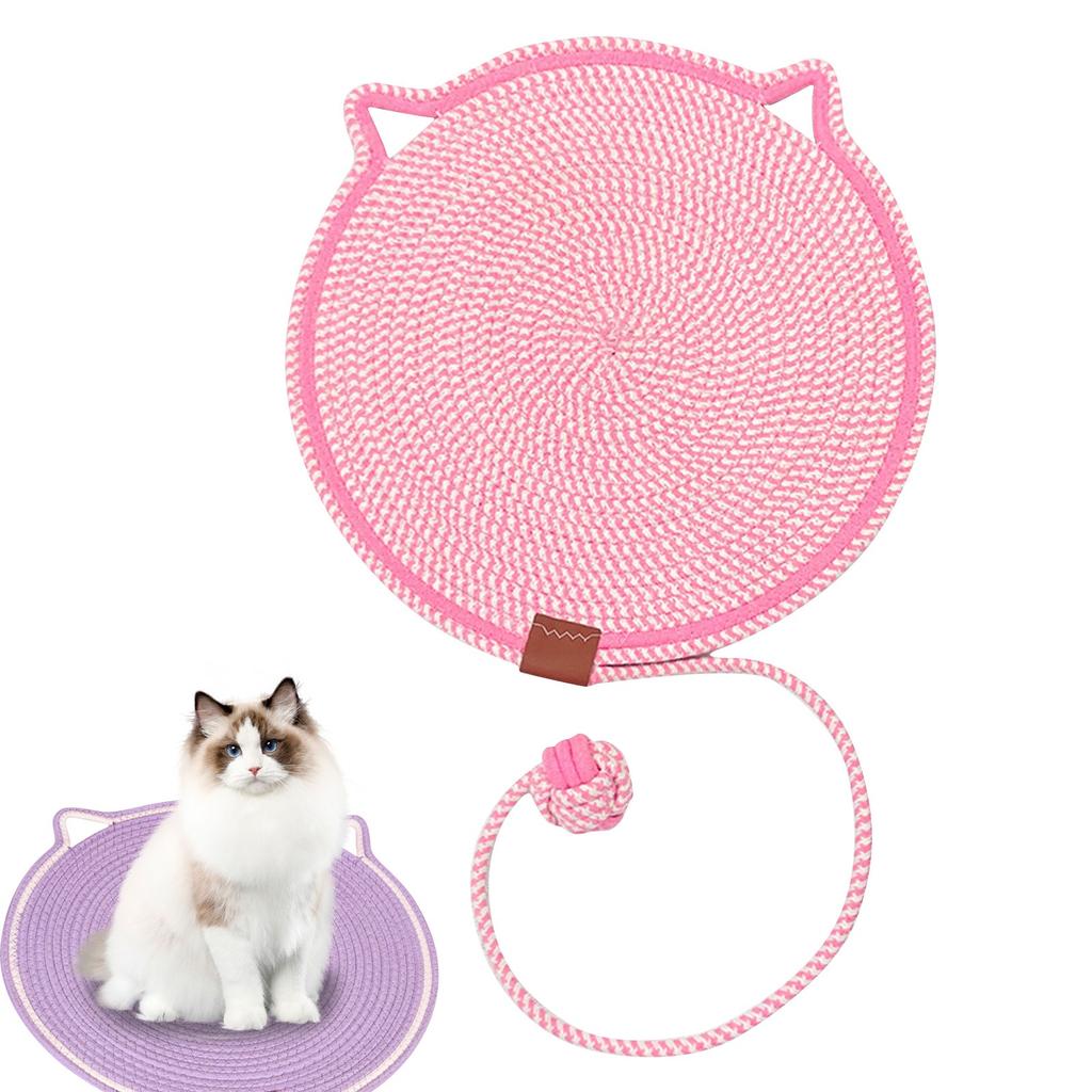 42CM Woven Cat Scratching Pad With Fish Toy, All-Season Pet Resting Mat For Cats