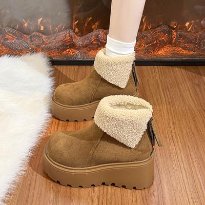 Бархатные утепленные зимние ботинки на толстой подошве женские новые зимние теплые нескользящие хлопковые ботинки детские