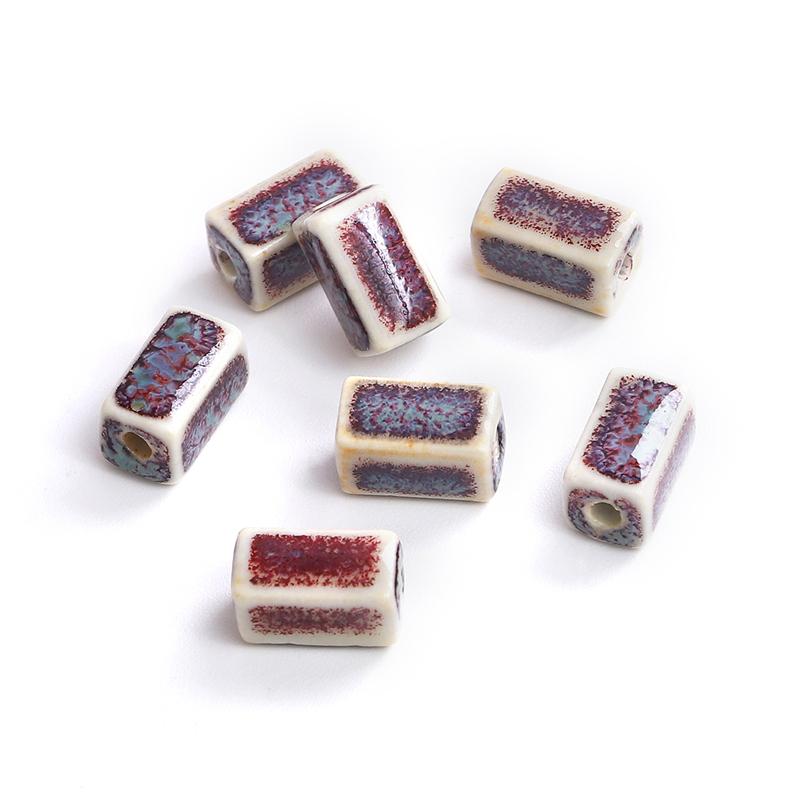 10 шт. 13x8 мм фарфоровые бусины с цветочной глазурью, прямоугольные кубовидные керамические бусины для изготовления ювелирных изделий, сделай сам, подвески, браслет, ожерелье, ремесла