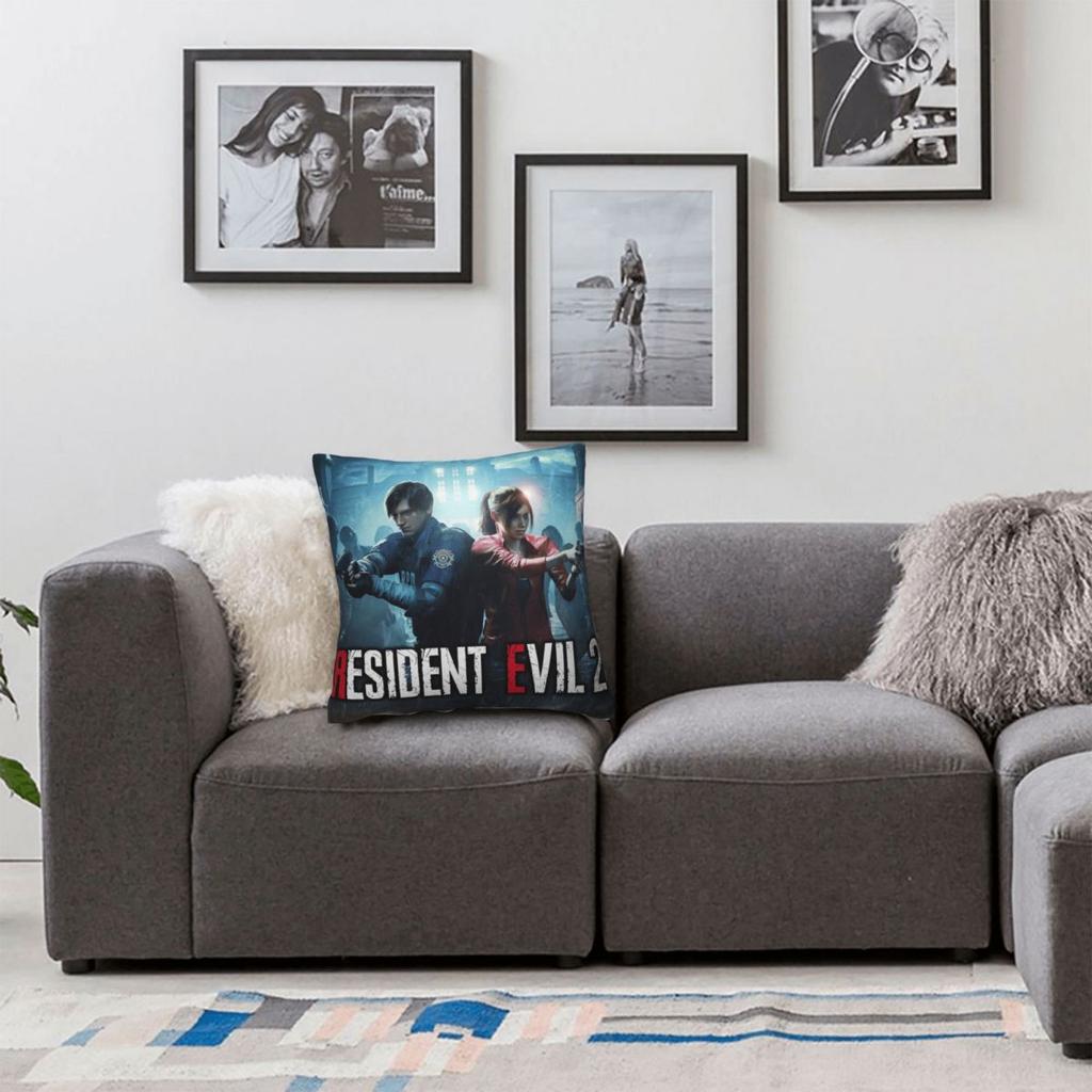 Pillow Cover Claire Redfield Leon S. Kennedy Video Game Graphic Cushion Cover Kawaii Pillow Case For Sofa Decorative Pillowcases