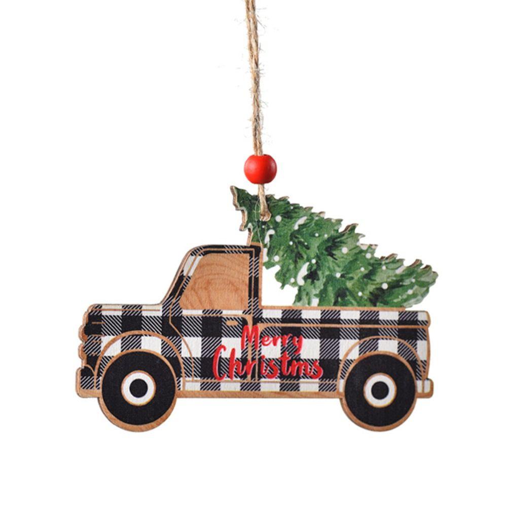 Hanging Christmas Wooden Car Pendant Handmade Christmas Decoration Christmas Tree