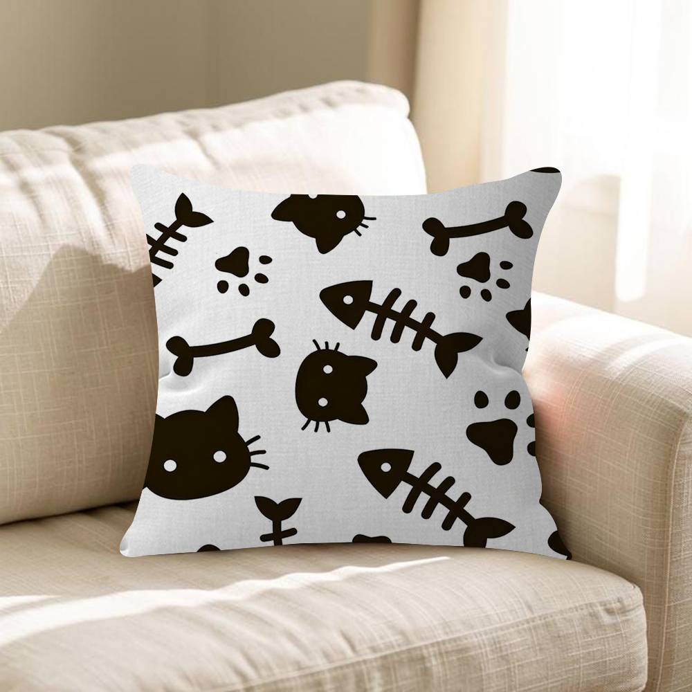 Cool Black Cat GATOS Prints Personalized Pillow Dust Cover Bedroom Kids Party Decoration Pillowcase Birthday Children Gift