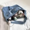 Large Capacity Soft Blue Denim Shoulder Bag Trendy Casual Design For Everyday