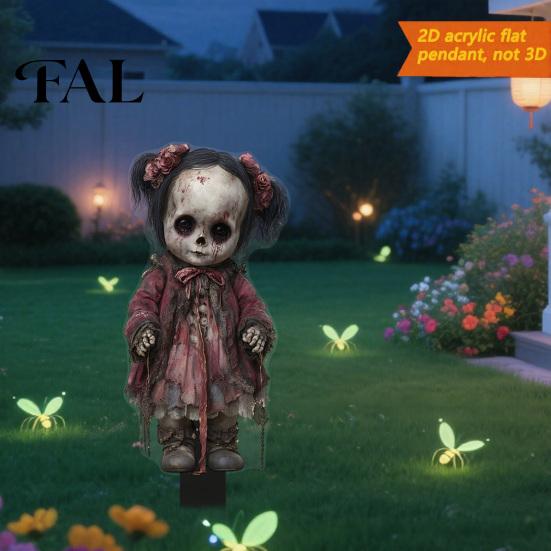 Weather Resistant Yard Decor Halloween Scarecrow Garden Stake, 2D Flat Creepy Zombie Ornament, Spooky Doll Decorative Signs Decoration, Scary Art Sign