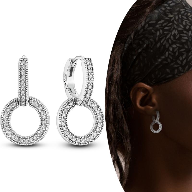 MULA Двойные серьги-кольца из стерлингового серебра 925 пробы с цирконием, цветком, звездой, U-образной формой, квадратным сердцем, паве, серьги-гвоздики в подарок для женщин, ювелирные изделия