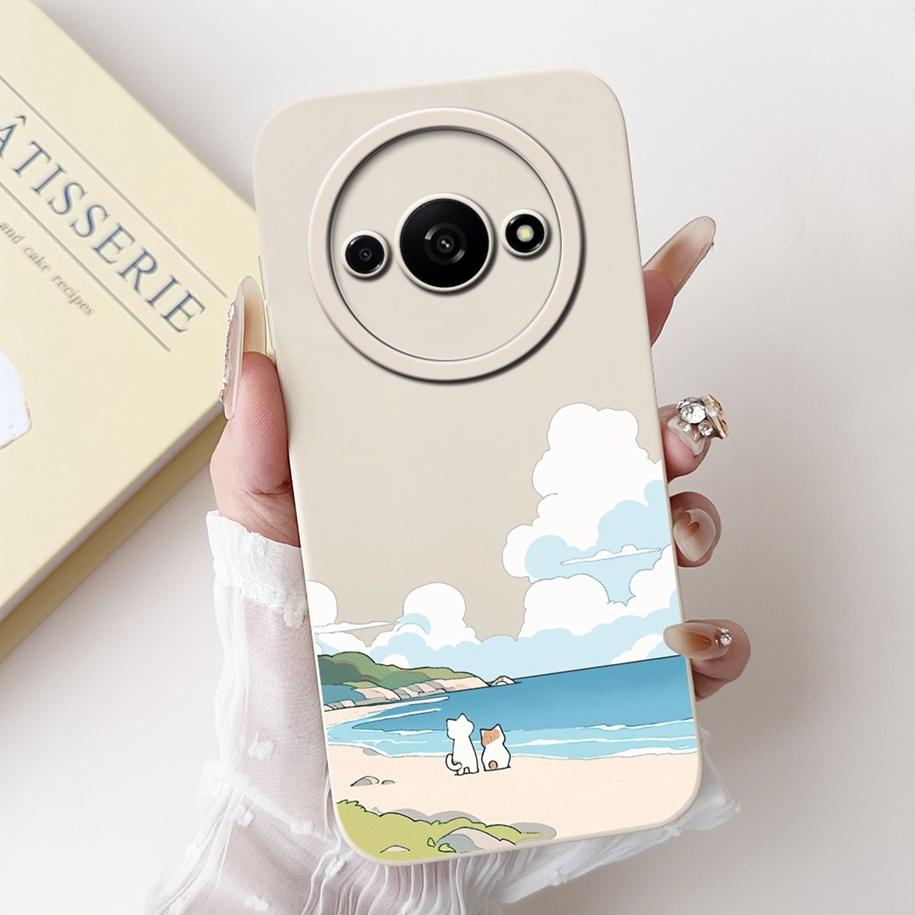 Чехол для Xiaomi Redmi A3 2024 Новый Модный Квадратный Силиконовый Цветочный Чехол для Защиты Объектива Камеры для Xiaomi Poco C61 RedmiA3 Бампер