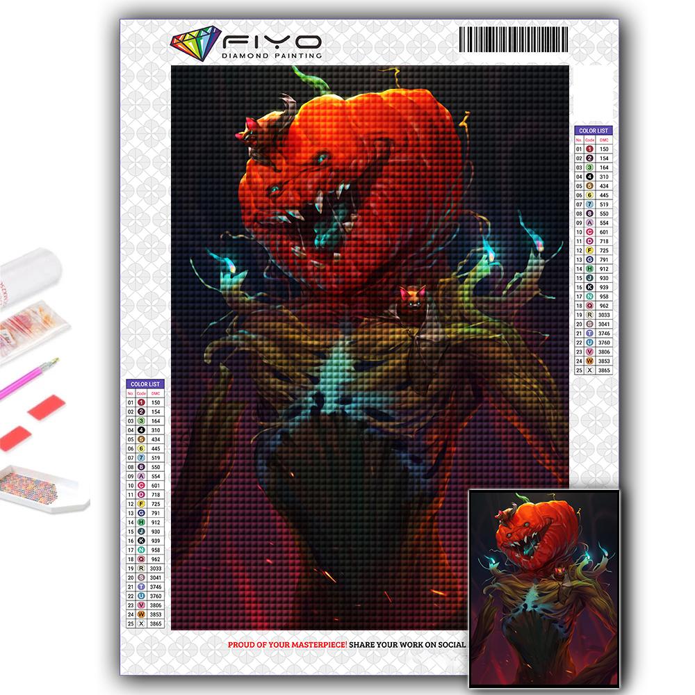 5D Алмазная картина Хэллоуин Страшная голова тыквы Человек DIY Алмазная вышивка Горный хрусталь Украшение дома