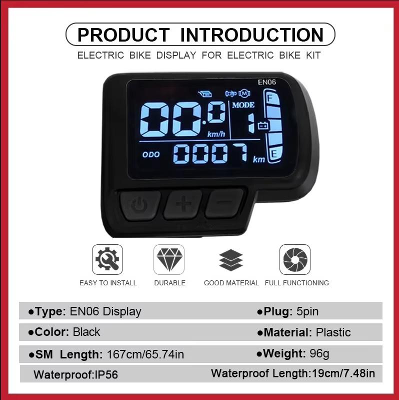 JN EN06 Display Computer 5Pin SM/Waterproof Connector 24V 36V 48V with USB Interface Mountain Bike Modified Electric Bike
