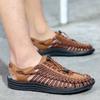 Fashion Lightweight Weave Men Casual Summer Shoes 2025 New Men's All-match Luxury Sandals Leather Men Fashion Beach Non-Slip Sandals